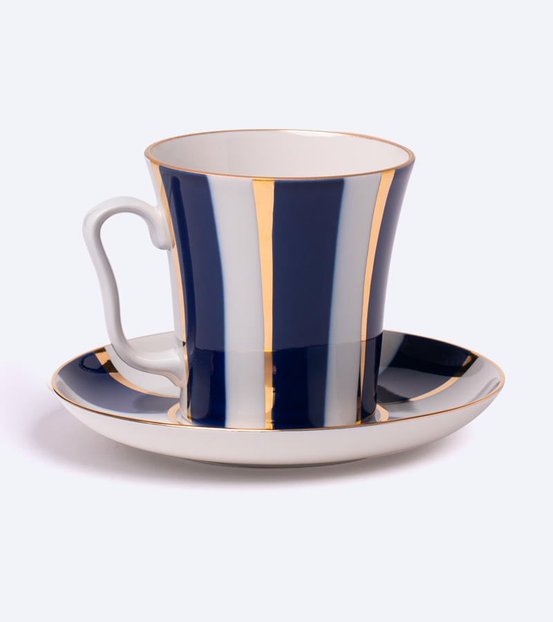 Mug with saucer Leningrad Cobalt stripes