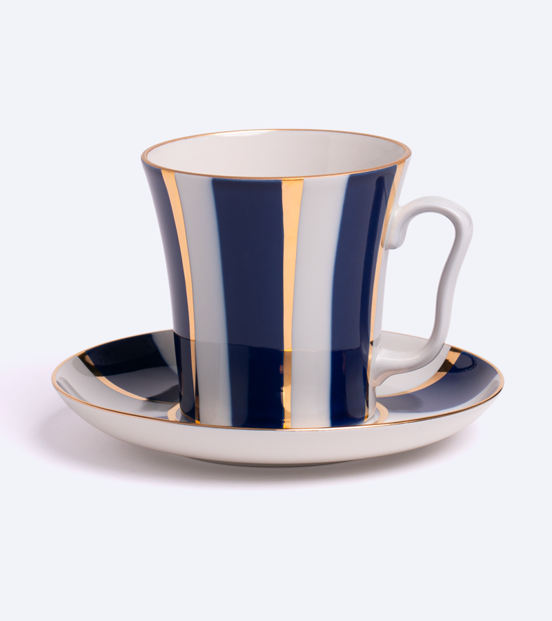 Mug with saucer Leningrad Cobalt stripes